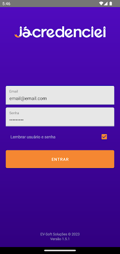 Android application JáCredenciei screenshort