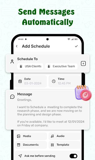 Android application Message Scheduler for Business screenshort