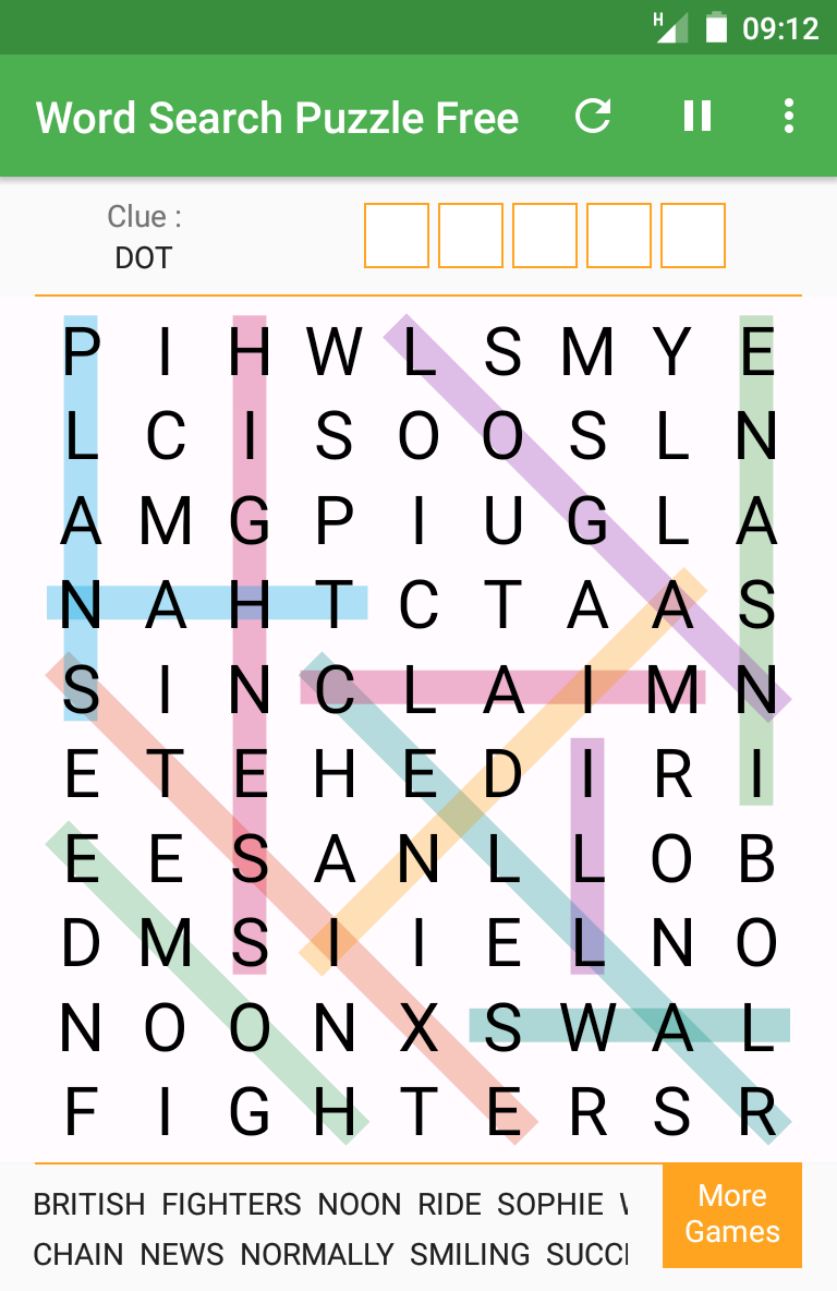 Android application Word Search Puzzles Game screenshort