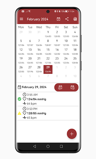 Android application Blood Pressure screenshort