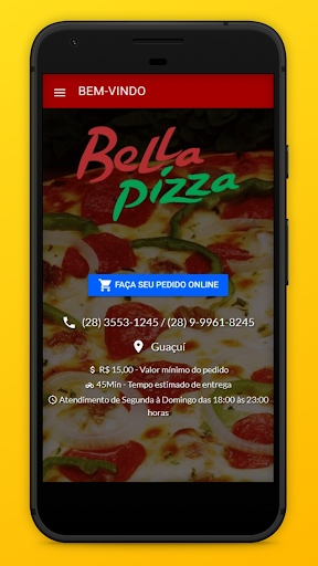Android application Bella Pizza Guaçuí screenshort