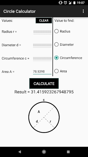 Circle Calculator Screen 3
