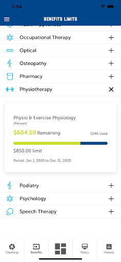 Police Health Mobile Claims Screen 3