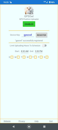GPSOwl Enterprise GPS Uploader Screen 3