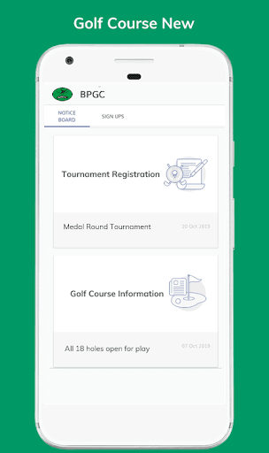 BPGC Golf App Screen 3