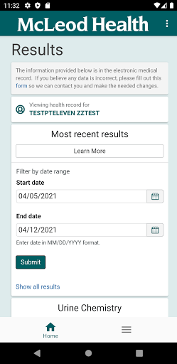 McLeod Health Patient Portal Screen 2