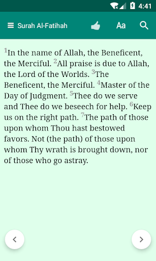 Android application Quran English screenshort