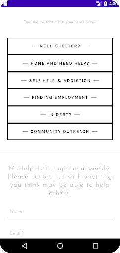 Mississippi Help Hub Screen 2