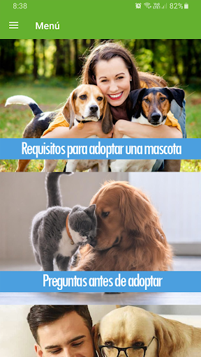 Android application Cómo adoptar y cuidar un perro screenshort
