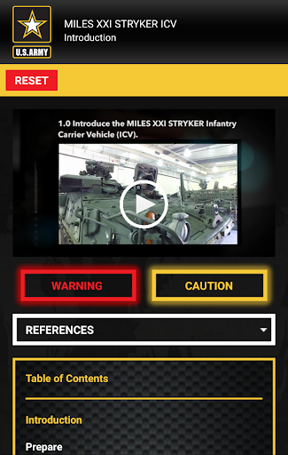 Android application MILES XXI Stryker ICV screenshort