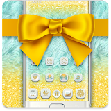 Gold Yellow Bow Tiffany Blue Theme icon