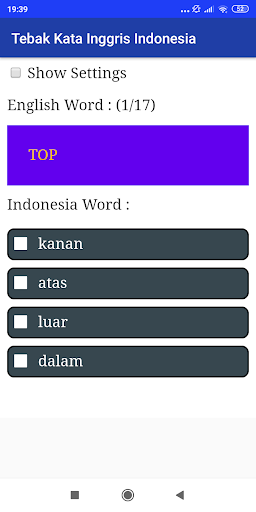 Tebak Kata Inggris Indonesia Screen 3