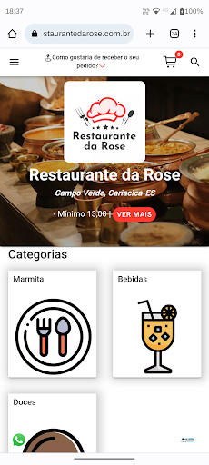 Android application Restaurante da Rose screenshort