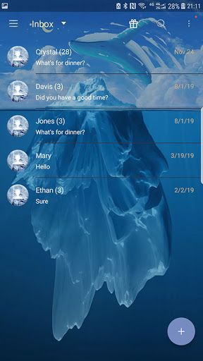 Screenshot of Glaciers skin for Next SMS