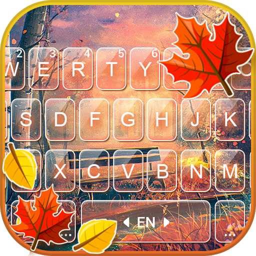 Gold Autumn Leaf Keyboard Them logo