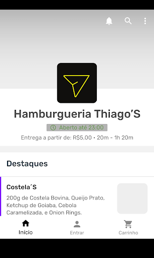 Android application Hamburgueria Thiago’s screenshort