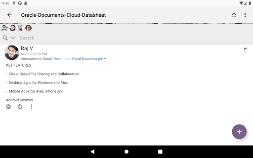 Screenshot of Oracle Content