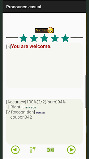 Android application pronunce score screenshort