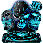 Cover Image of Download Neon Tech Evil Skull 3D Theme 1.1.20 APK
