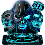 Neon Tech Evil Skull 3D Theme icon