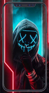 Neon Hacker Mask Wallpaper HD