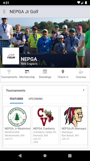 Android application NEPGA Junior Golf Tour screenshort