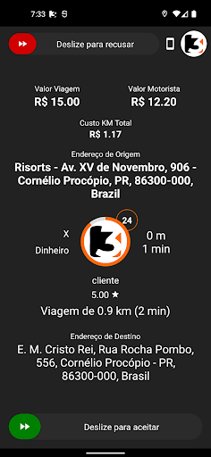 Android application 3CAR - Motorista screenshort