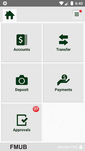FMUB Mobile Business Banking Screen 3