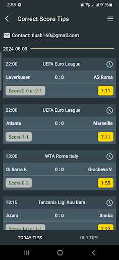 Betting Tips - Correct Score Screen 2