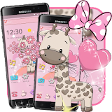 Pink Cute Cartoon Giraffe Theme icon