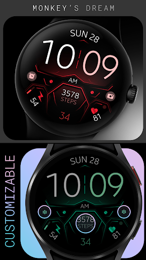 Android application Dream 128 red sport watch face screenshort
