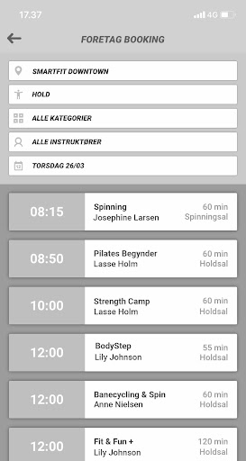 Sport Solution Booking Screen 2
