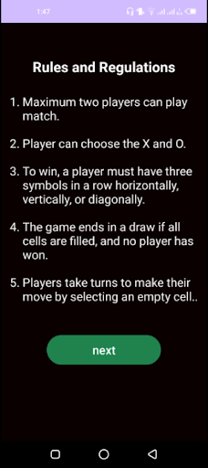 Android application Tic Tac Toe screenshort