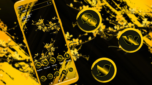 Android application Yellow Black Flower Theme screenshort
