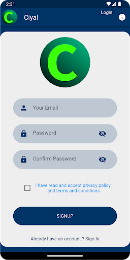 Android application Ciyal screenshort