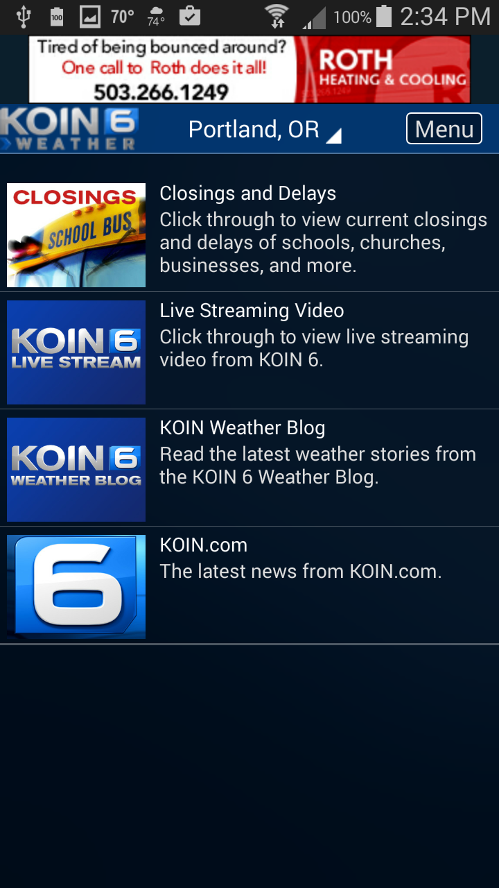 Android application PDX Weather - KOIN Portland OR screenshort