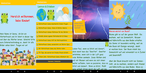 Android application Wetterfrosch Sunny Wetter Kids screenshort