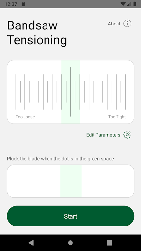 Android application Inkleind Bandsaw Tensioning screenshort