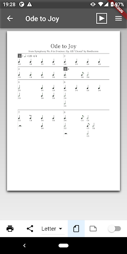 Android application lyre score editor Plus screenshort