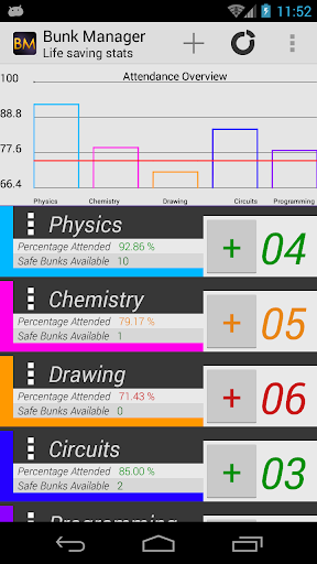 Android application Bunk Manager ( Attendance ) screenshort