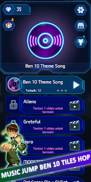 #1. Music Jump BEN 10 Tiles Hop (Android) By: HabliCraft Creator