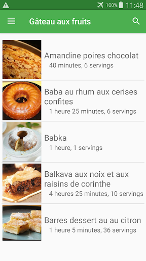 Gâteau aux fruits avec calories recettes français.