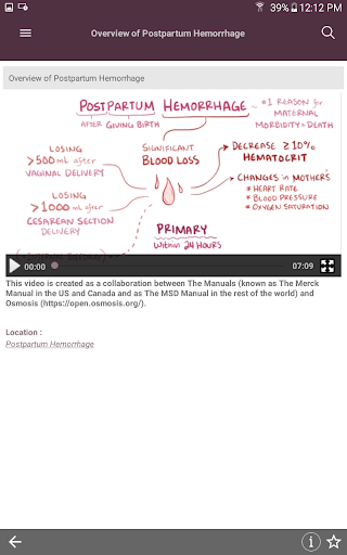 Screenshot of MSD Manual Guide to Obstetrics