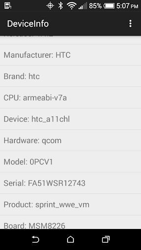Android application Basic Device Info screenshort