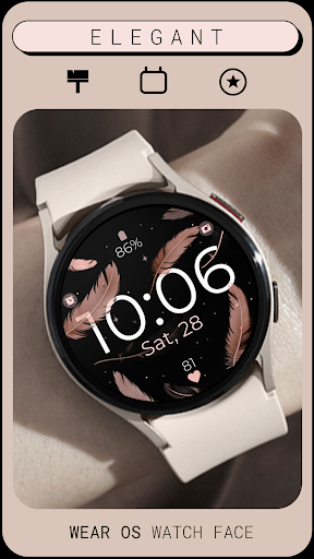 Android application Feathers Rose Gold watch face screenshort