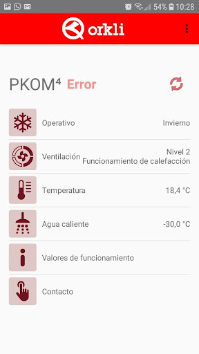 Orkli PKOM⁴ Screen 2