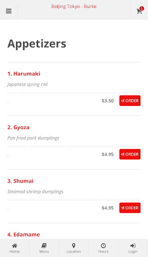 Beijing Tokyo Burke Ordering Screen 2