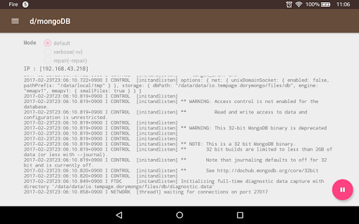 Android application Dory - mongoDB Server screenshort