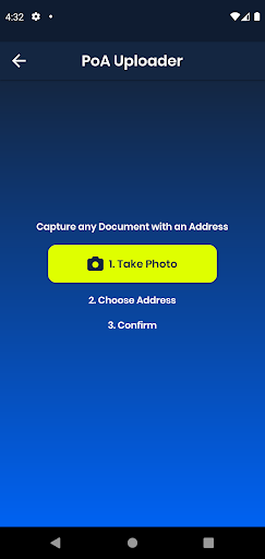 Proof of Address Uploader Screen 2