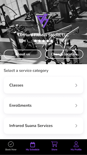 Android application Di-Hard Fitness Studio screenshort